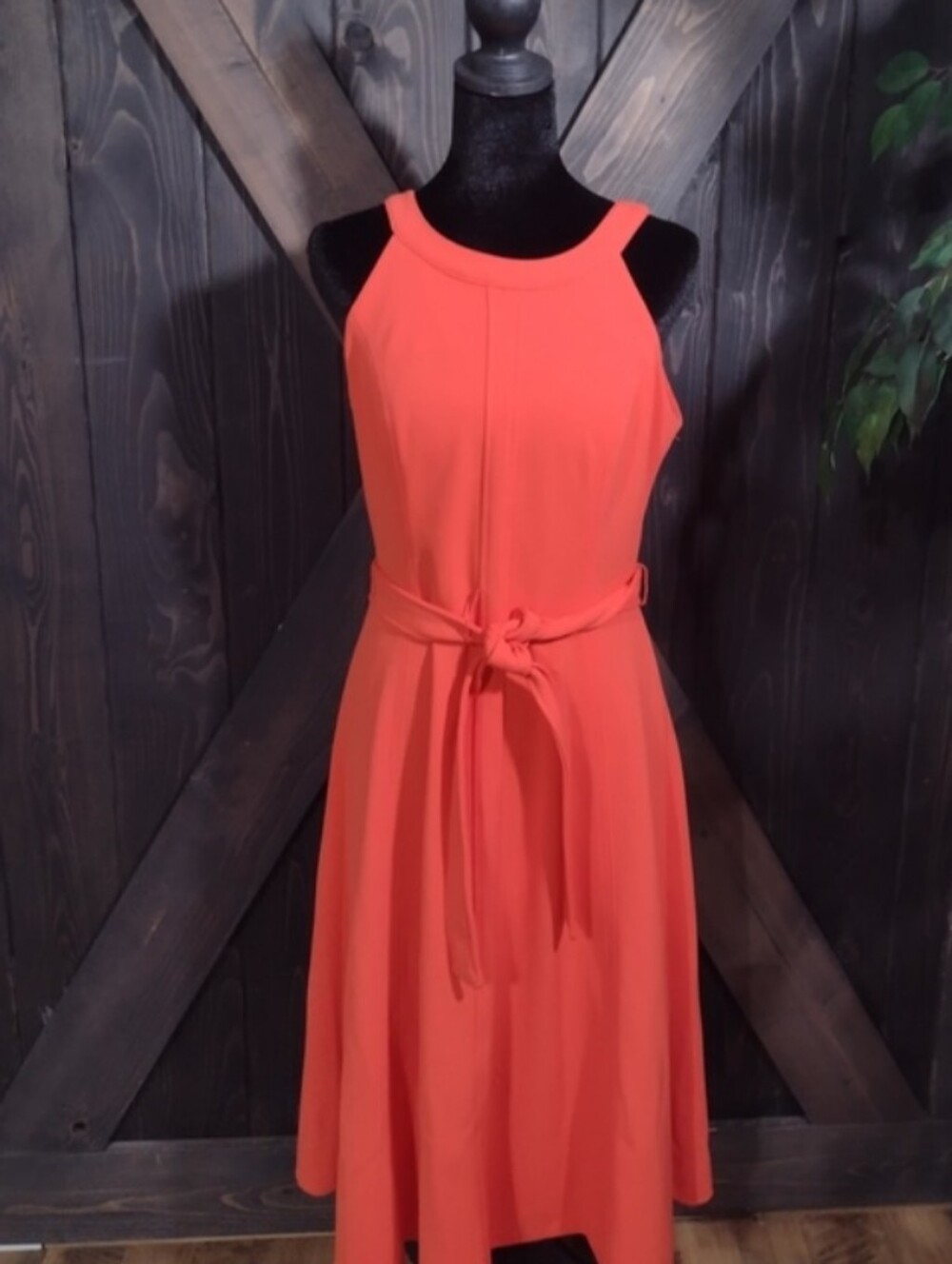 Tommy Hilfiger Sleeveless Solid Scuba Crate Fit And Flare Orange Midi Dress Sz 6